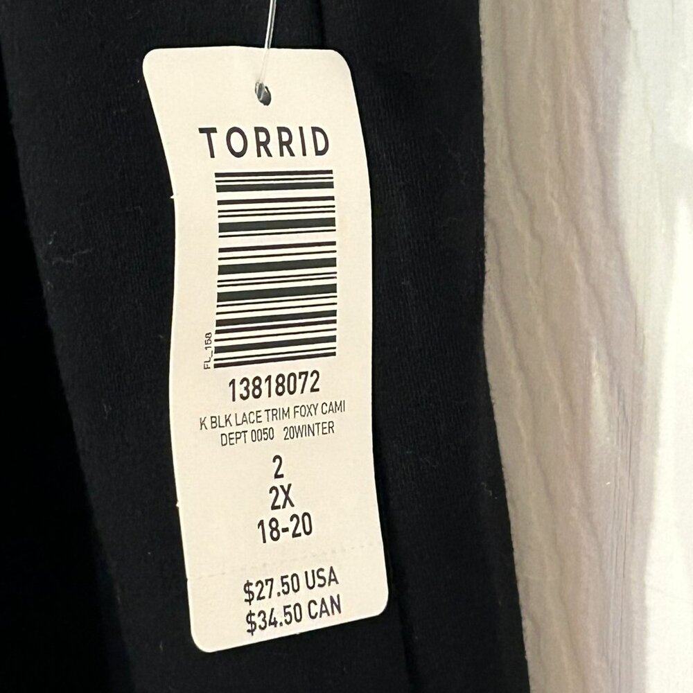 NWT Torrid Foxy Lace Trim V-Neck Cami - Black - Size - Picture 6 of 9